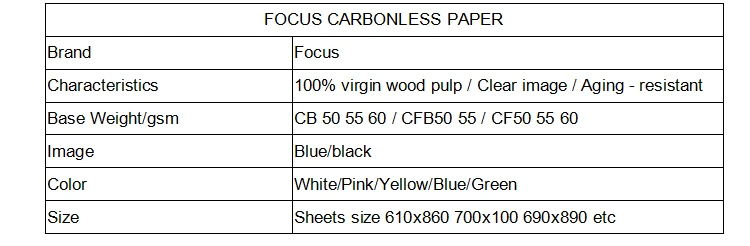 Focus Brand Carbonless Paper NCR Paper Blue/Black Imaging Carbonless Paper